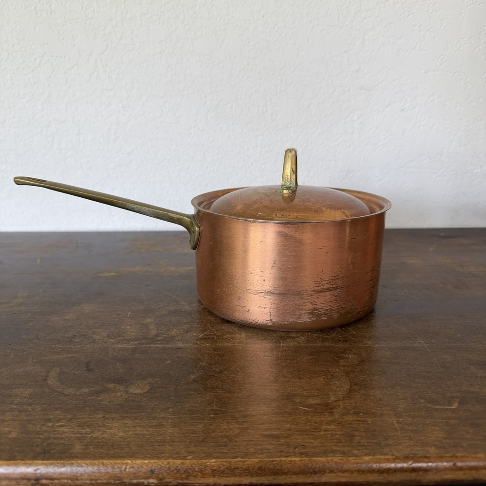 Paul Revere Ware Signature Collection 1801 Copper Saucepan w Lid 2 Qt Vintage